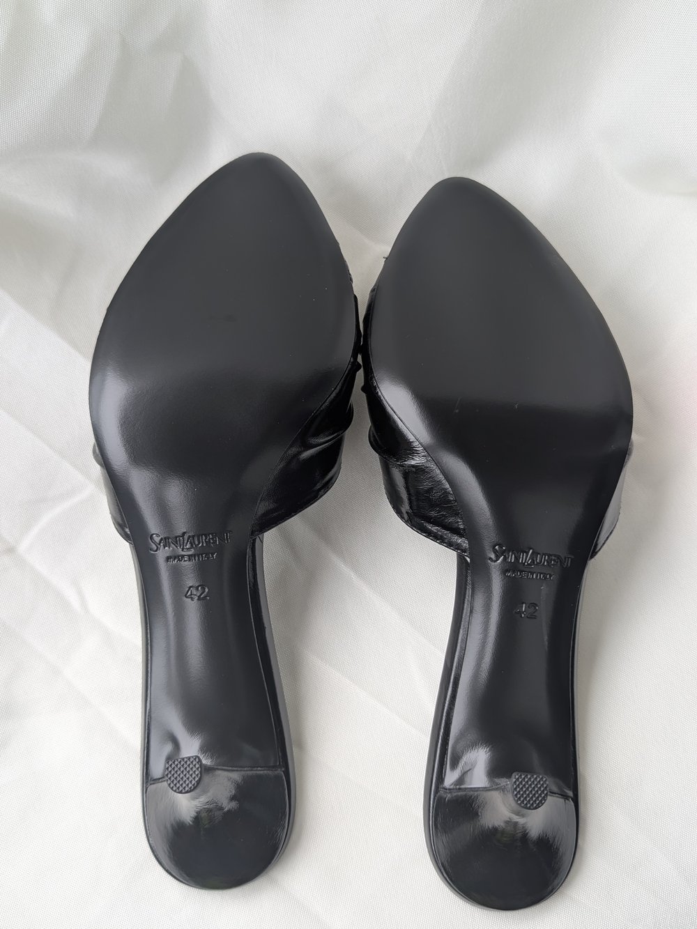 Saint Laurent Black Leather YSL Logo Slide Mule - Picture 13 of 16